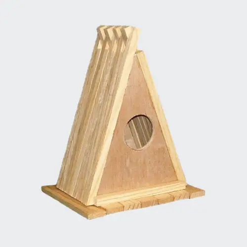 A-frame birdhouse wood kit with glue-only assembly made from solid cypress