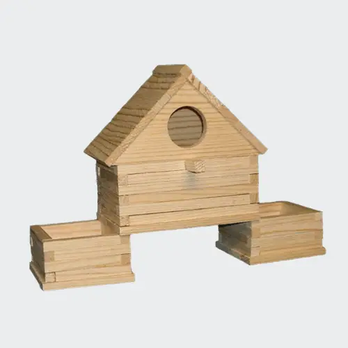 Birdhouse with planters wood kit with glue-only assembly made from solid cypress