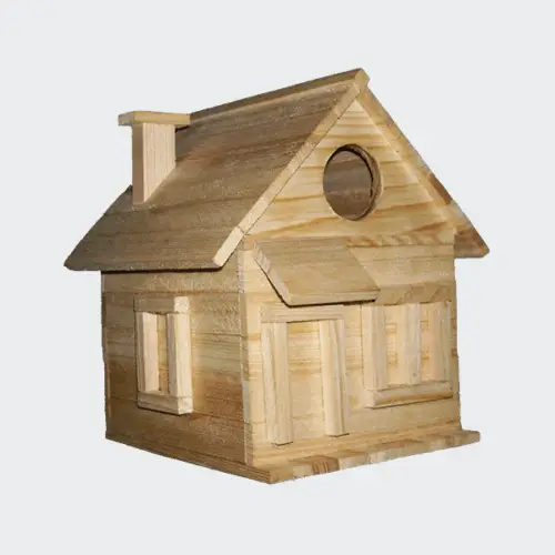 Cottage birdhouse wood kit with glue-only assembly made from solid cypress