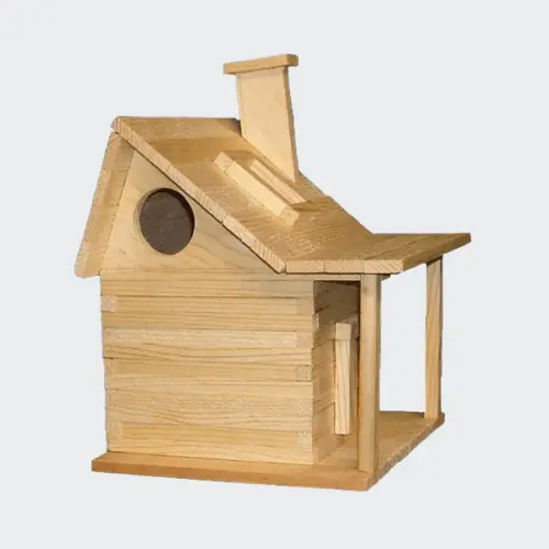 Country house wood kit with glue-only assembly made from solid cypress