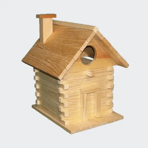 Log cabin wood kit with glue-only assembly made from solid cypress